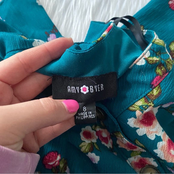 AMY BYER UGC Girls Size 8 Blue Floral High Low Dress - Picture 3 of 11